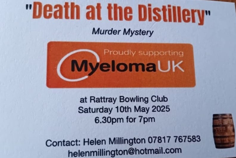 'Death at the distillery' Murder Mystery in aid of Myeloma UK